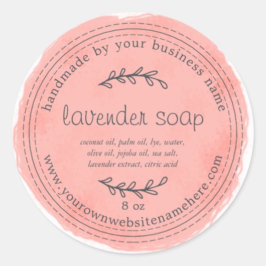 Rustieke Handgemaakte Lavendel Zeep Waterverf Kora Ronde Sticker (Voorkant)
