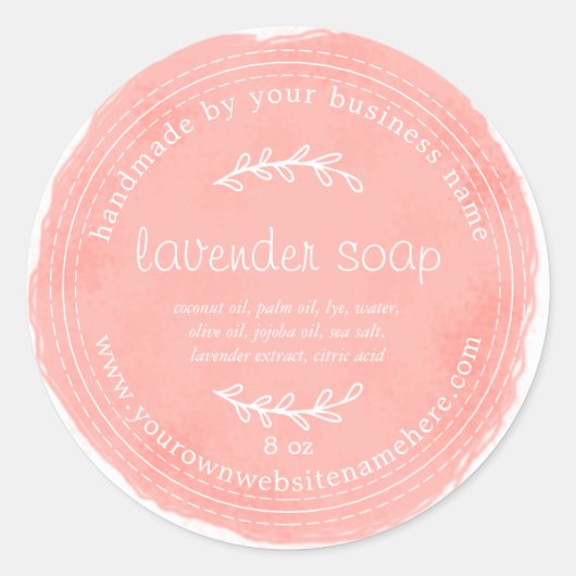Rustieke Handgemaakte Lavendel Zeep Waterverf Kora Ronde Sticker (Voorkant)