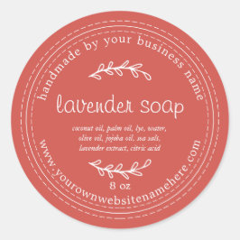 Rustieke Handgemaakte Lavendelzeep Herfst Rood Ronde Sticker