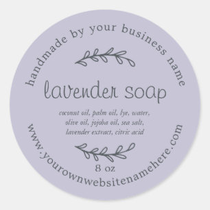 Rustieke Handgemaakte Lavendelzeep Paars Ronde Sticker
