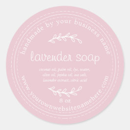 Rustieke Handgemaakte Lavendelzeep Parfait Roze Ronde Sticker
