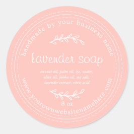 Rustieke Handgemaakte Lavendelzeep Roze Ronde Sticker
