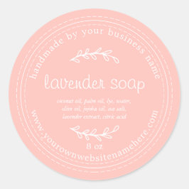 Rustieke Handgemaakte Lavendelzeep Roze Ronde Sticker