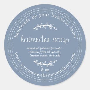 Rustieke Handgemaakte Lavendelzeep Vintage Blauw Ronde Sticker