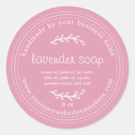 Rustieke Handgemaakte Lavendelzeep Zee Roze Ronde Sticker