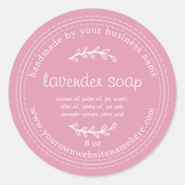 Rustieke Handgemaakte Lavendelzeep Zee Roze Ronde Sticker