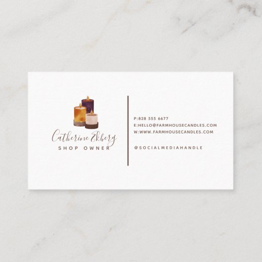 Rustieke handgemaakte Terra Cotta Candles Wellness Visitekaartje (Achterkant)