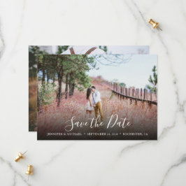 Rustieke handgeschreven elegante foto bruiloft save the date