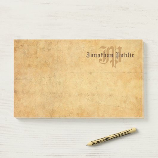 Rustieke handgeschreven tekst Elegant  Monogram Post-it® Notes (Op bureau)