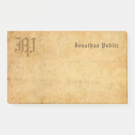 Rustieke handgeschreven tekst Elegant  Monogram Post-it® Notes (Voorkant)