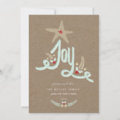 Rustieke handgetekende blauwe Joy-calligrafieblad Feestdagenkaart (Voorkant)