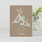 Rustieke handgetekende blauwe Joy-calligrafieblad Feestdagenkaart (Staand voorkant)