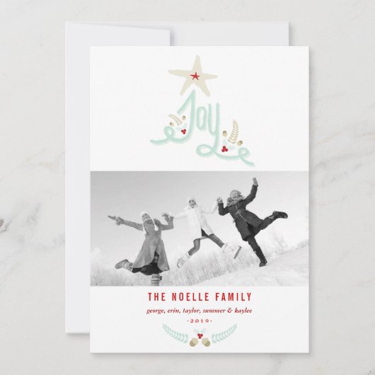 Rustieke handgetekende calligrafie met bladmotief feestdagenkaart (Voorkant)