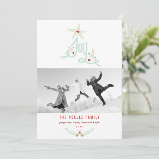 Rustieke handgetekende calligrafie met bladmotief  feestdagenkaart (Staand voorkant)