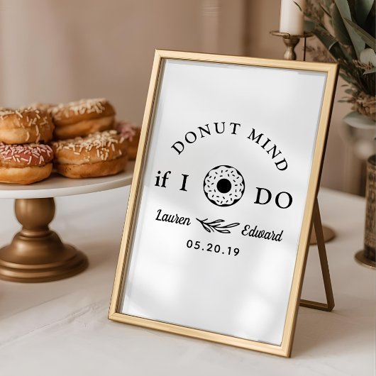 Rustieke handgetekende donut Mind If I Do bruiloft Poster