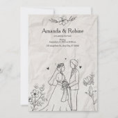 Rustieke handgetekende huwelijksuitnodiging kaart (Voorkant)