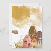 Rustieke handgetekende open huis baby shower kaart (Achterkant)