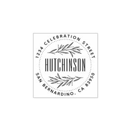 Rustieke handgetekende takken rond retouradres rubberstempel