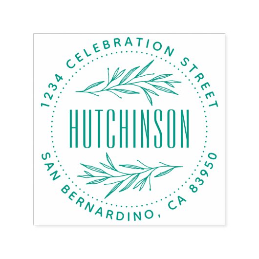 Rustieke handgetekende takken rond retouradres  zelfinktende stempel (Design)