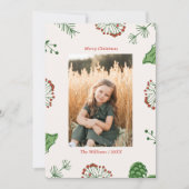 Rustieke HandGetrokken Mistletoe Pine Kerstmis 3 F Feestdagenkaart (Voorkant)