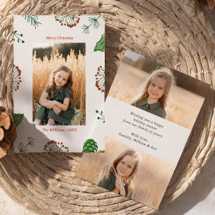 Rustieke HandGetrokken Mistletoe Pine Kerstmis 3 F Feestdagenkaart