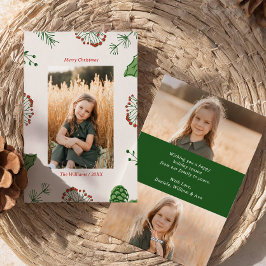 Rustieke HandGetrokken Mistletoe Pine Kerstmis 3 F Feestdagenkaart