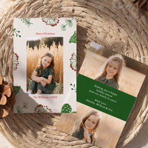 Rustieke HandGetrokken Mistletoe Pine Kerstmis 3 F Feestdagenkaart