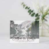 Rustieke handlettering foto save the date briefkaart (Staand voorkant)