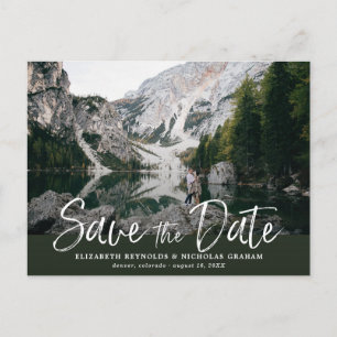 Rustieke handlettering foto save the date briefkaart