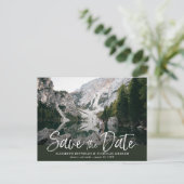 Rustieke handlettering foto save the date briefkaart (Staand voorkant)