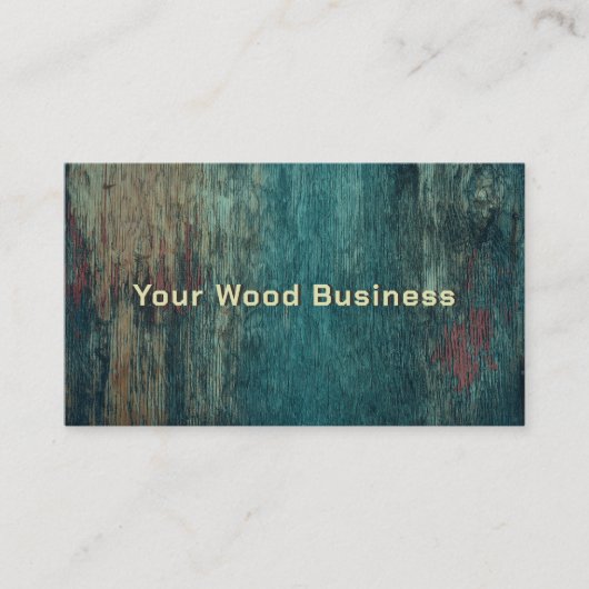 Rustieke Handyman Carpenter Blauwgroen Land Wood G Visitekaartje (Voorkant)