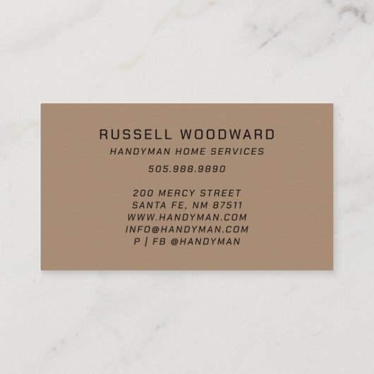 Rustieke Handyman Carpenter Gereedschap van de han Visitekaartje (Achterkant)