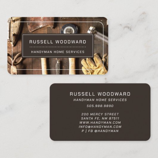 Rustieke Handyman Carpenter Gereedschap van de han Visitekaartje (Voorkant / Achterkant)