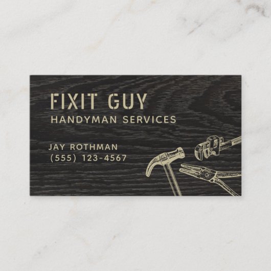 Rustieke Handyman Gereedschap, Bouw Visitekaartje (Voorkant)