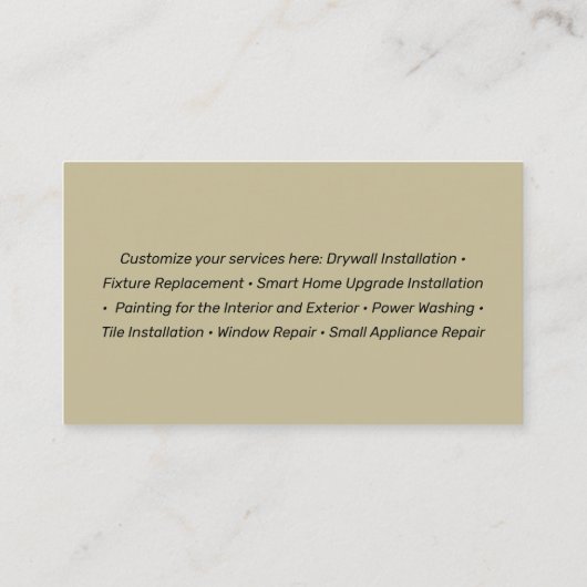 Rustieke Handyman Gereedschap, Bouw Visitekaartje (Achterkant)