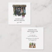 Rustieke hangende gedroogde bloemen vierkante visitekaartje (Voorkant / Achterkant)