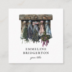 Rustieke hangende gedroogde bloemen vierkante visitekaartje