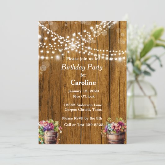 Rustieke Hangende Lichten Wijnvaten Verjaardagsfee Kaart (Staand voorkant)