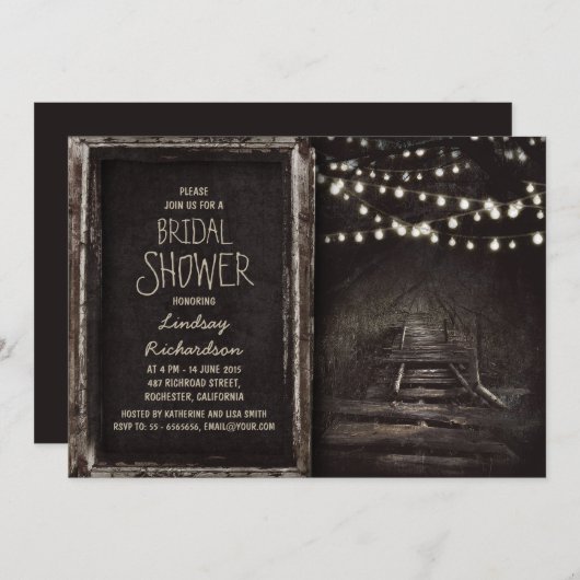 Rustieke Hanging Lights Tree Path vrijgezellenfees Kaart (Voorkant / Achterkant)