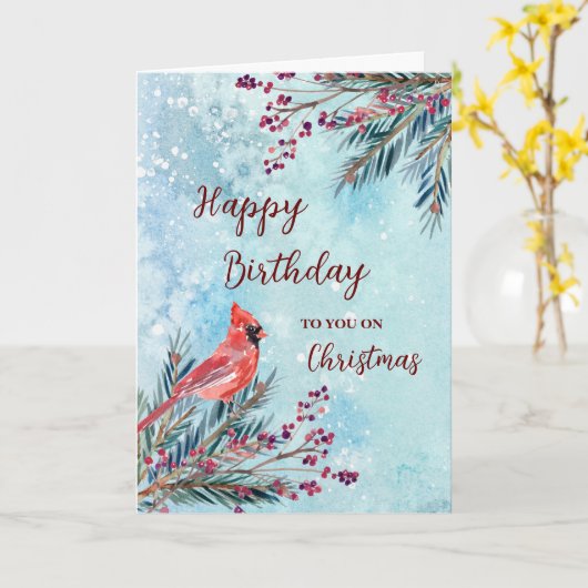 Rustieke Happy Birthday met kerst Kaart (Gele Bloem)