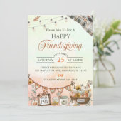 Rustieke Happy Friendsgiving Pompoen Kaart (Staand voorkant)