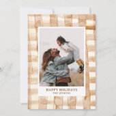 Rustieke Happy Holiday Gingham Plaid Fotokaart Kaart (Voorkant)