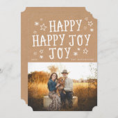 Rustieke Happy Joy Kerstmis Fotokaarten Feestdagenkaart (Voorkant / Achterkant)
