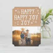 Rustieke Happy Joy Kerstmis Fotokaarten Feestdagenkaart (Staand voorkant)