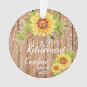Rustieke Happy Retirement Floral gepersonaliseerd Ornament (voorkant)