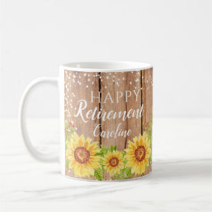 Rustieke Happy Retirement Zonnebloem Bloemen Mok