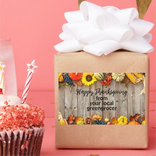 Rustieke Happy Thanksgiving Herfst Zakelijke Marke Rechthoekige Sticker (Feest)