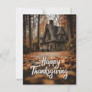 Rustieke "Happy Thanksgiving" met Autumn Cottage Briefkaart