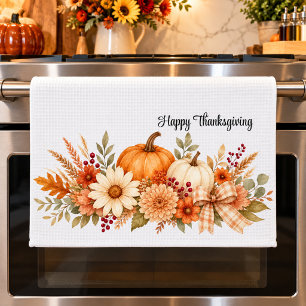 Rustieke Happy Thanksgiving Oogst Bloemrijke Pompo Theedoek