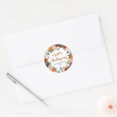 Rustieke Happy Thanksgiving Pompoen Ronde Sticker (Envelop)